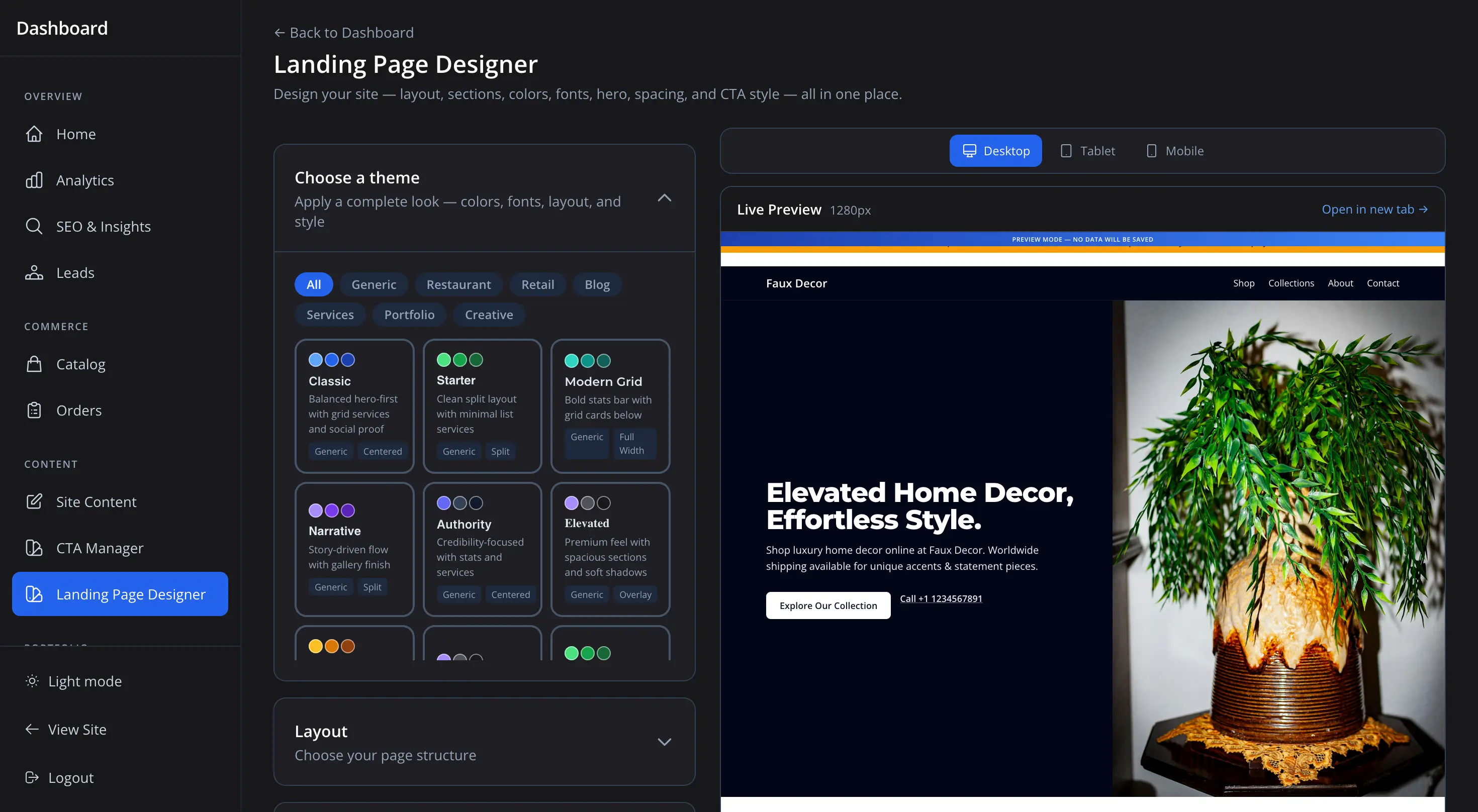 Custom business website preview